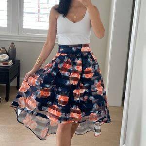 Party skirt floral high-low skirt w/bow detail